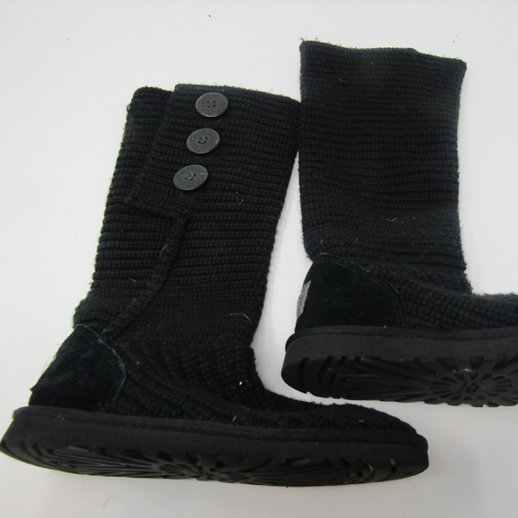 UGG Shoes - UGG Australia Black Wool Classic Cardy Knit Boots